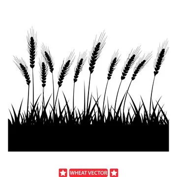 Earthy Elegance  Charming Wheat Vector Silhouette Assortment Stock Illustration
