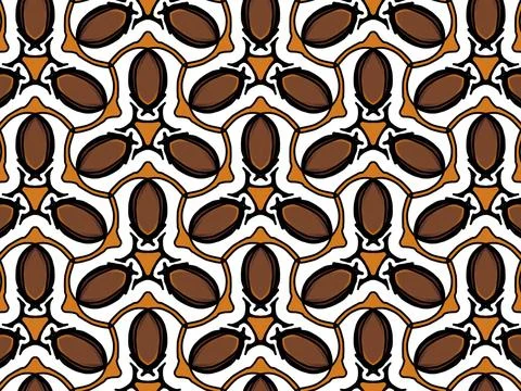 Earthy geometric seamless pattern with coffee bean and seed shapes. イラスト素材