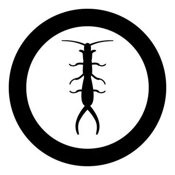 Earwig icon in circle round black color vector illustration image solid out.. Stock Illustration