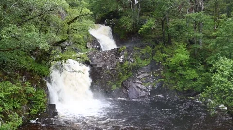 Eas Chia-aig Waterfall, Loch Arkaig, Scotland Stock Footage 61158429