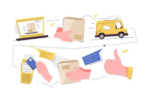 Ease of delivery service process, step by step Stock Illustration