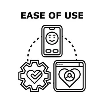 Ease of use concept with digital interface icons Stock Illustration