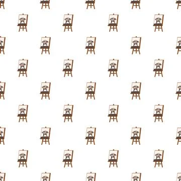Easel and canvas pattern repeating on white backdrop Stock Illustration