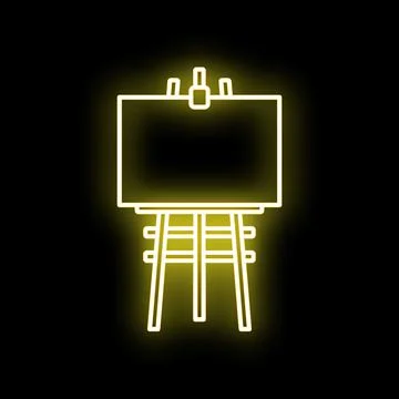 Easel with blank board glowing neon outline Stock Illustration