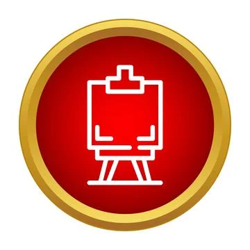 Easel drawing board outline icon red circle Stock Illustration