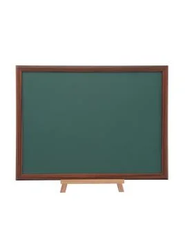 Easel with empty horizontal chalkboard,  empty blackboard isolated on white b Stock-Fotos