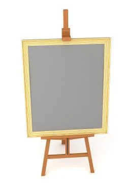 Easel with frame isolated on white background Stock Photos