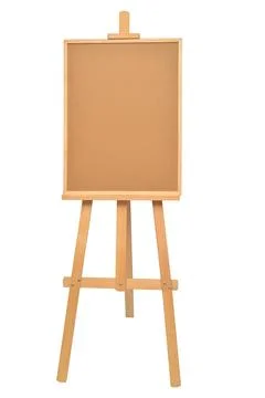 Easel with frames empty for drawing isolated on white background. Vertical .. Stock-Fotos