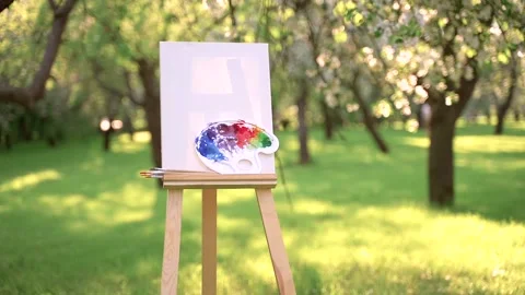 Easel in the garden Stock Footage 195721666