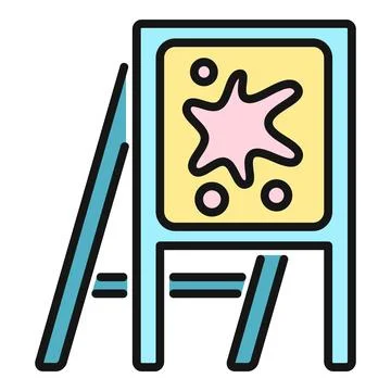 Easel holding canvas with abstract paint splash Stock Illustration