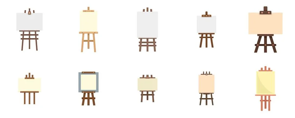 Easel icons set flat isolated Illustrazione stock