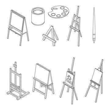 Easel icons set vector outline 스톡 일러스트