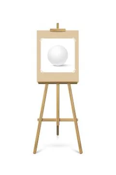 Easel with picture. Vector realistic design element. Stock Illustration
