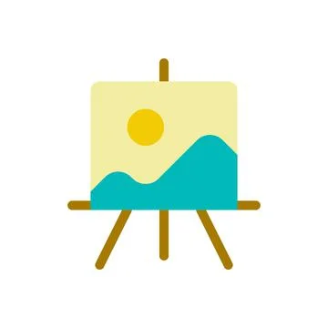 Easel stand for art class flat color ui icon Stock Illustration