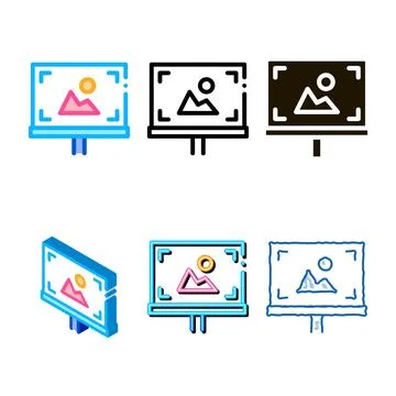 Easel types painted with colored paints icon vector outline 스톡 일러스트