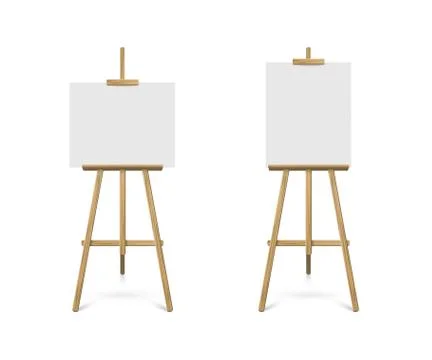 Easels with horizontal and vertical paper sheets. Vector realistic design イラスト素材