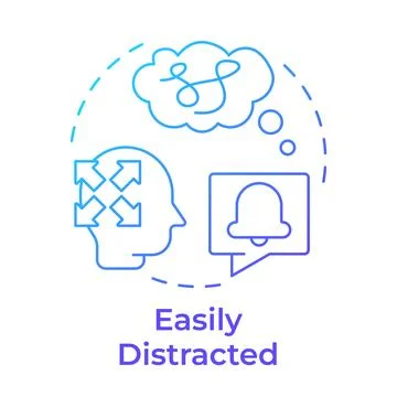 Easily distracted blue gradient concept icon Stock Illustration