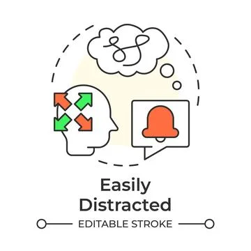 Easily distracted multi color concept icon Stock Illustration