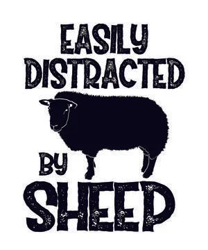 Easily distracted by sheep Stock Illustration