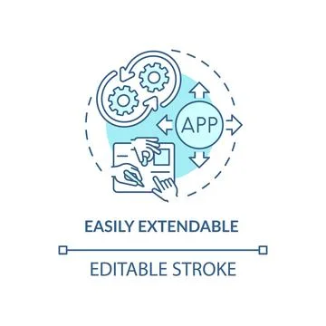 Easily extendable turquoise concept icon 스톡 일러스트