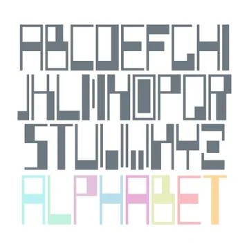 Easily modifiable geometric font Stock Illustration