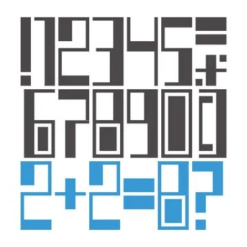 Easily modifiable geometric font: numbers and marks Stock Illustration