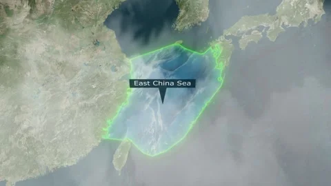 East China Sea Map - Clouds Effect Stock Footage 267059134