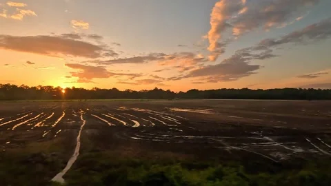 East Coast Sunset From Train 4K Stock Footage 242082404