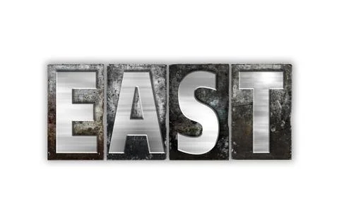 East Concept Isolated Metal Letterpress Type Stock Illustration