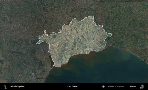 East Devon highlighted, United Kingdom. Satellite B Illustrazione stock