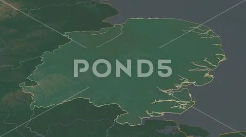 East of England, United Kingdom. Topographic relief map with surface waters Stock Illustration