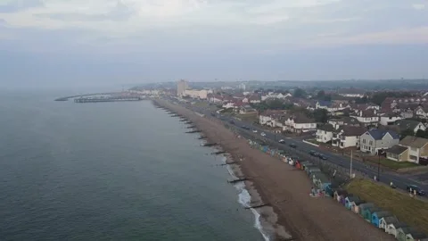 East facing view of the beach in Hampton, Kent Stock Footage 250461830