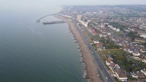 East facing view of the coastline at Hampton, Kent Stock Footage 250461907