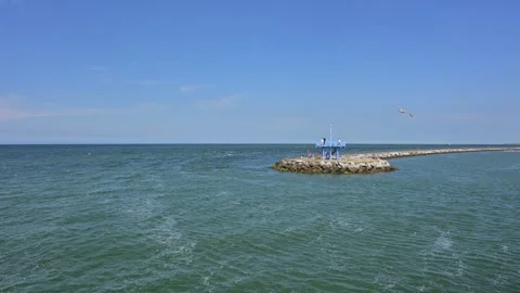 East facing view of the harbour arm in Herne bay, Kent Stock Footage 276331274