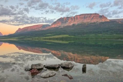 East flattop mountain reflection 写真素材