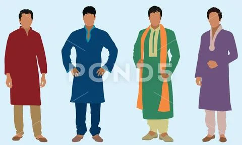 East Indian Men Stock Illustration