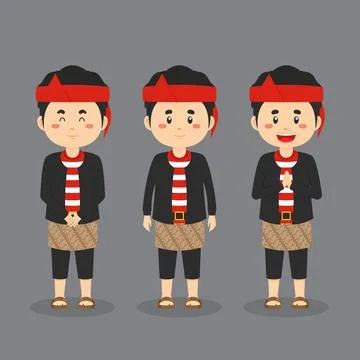 East Java Character with Various Expression Stock Illustration