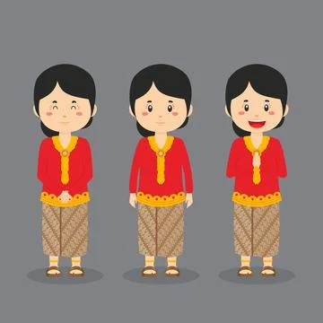East Java Character with Various Expression Stock-Illustration