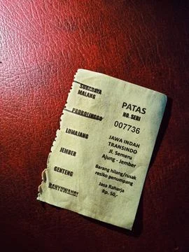 East Java, Indonesia in October 2022. This is an intercity bus ticket within  Stock-Fotos