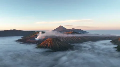 East Java Mount Bromo active somma volcano Southeast Asia Hindu pilgrimage Video stock 343459140