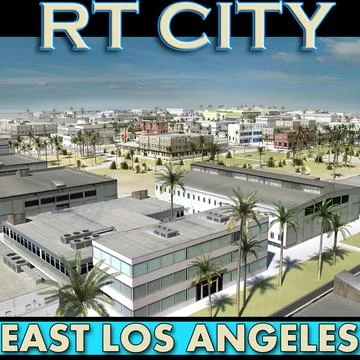 East Los Angeles Stylised_Skyline Low-Res Textured 3D Model