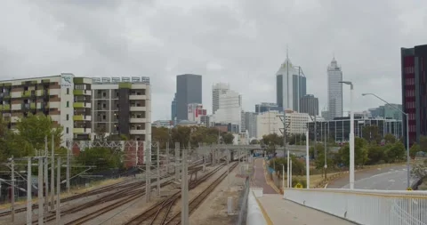 East Perth Transperth Train Station 4K Various Footage. Thornlie Train Line and  Stock Footage 142361481