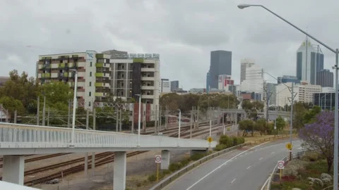 East Perth Transperth Train Station 4K Various Footage. Thornlie Train Line and  Stock Footage 142361659