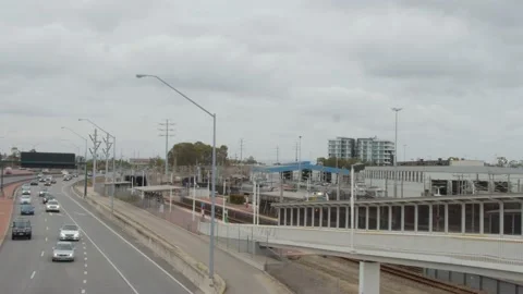 East Perth Transperth Train Station 4K Various Footage. Thornlie Train Line and  Stock Footage 142361810