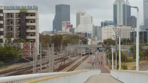 East Perth Transperth Train Station 4K Various Footage. Thornlie Train Line and  Stock Footage 142361827