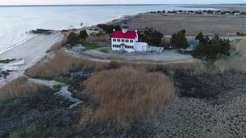 East Point Lighthouse Maurice River Heislerville New Jersey Stock Footage 75214536