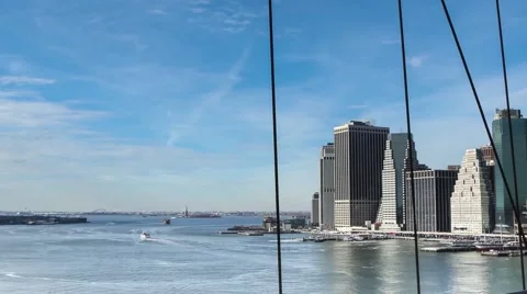 East River Boats and Manhattan from the Brooklyn Bridge Time Lapse.mp4 Video stock 45702053