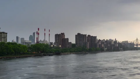 East River Lightning Storm Timelapse Stock Footage 243136025