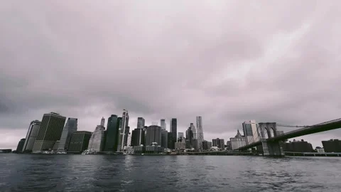 East River - Looking Across at Lower Manhattan Stock Footage 301806846