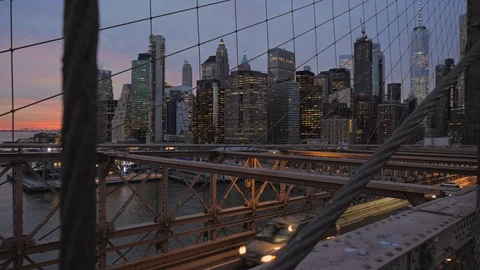East river side of Manhattan at sunset Stock Footage 129167074